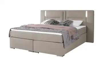 uno Boxspringbett Aston Dunkelbeige 140 cm H2 Webstoff fein