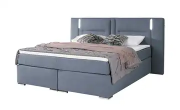 uno Boxspringbett Aston Blau 140 cm H2 Webstoff fein