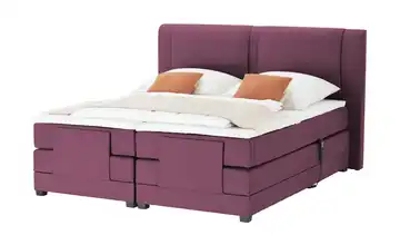 uno Motor-Boxspringbett Rimini Aubergine Webstoff fein 140 cm H2