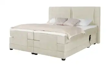 uno Motor-Boxspringbett Rimini Creme Mikrofaser in Samt-Optik 140 cm H3