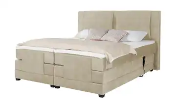 uno Motor-Boxspringbett Rimini Beige Mikrofaser in Samt-Optik 160 cm H2 & H3