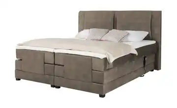 uno Motor-Boxspringbett Rimini Braun Mikrofaser in Samt-Optik 140 cm H3