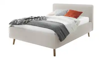 Polsterbett Mattis Beige Webstoff grob ohne Bettkasten 140 cm Eiche