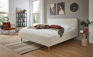 Polsterbett Mattis Beige Webstoff grob 160 cm ohne Bettkasten