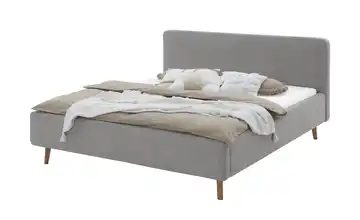 Polsterbett mit Bettkasten Mattis Grau Webstoff grob mit Bettkasten 160 cm Eiche