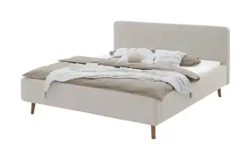 Polsterbett Mattis Beige Webstoff grob 180 cm mit Bettkasten