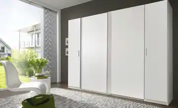 Dreh-/ Schwebetürenschrank Vito ohne Spiegel-Schwebetüren Drehtüren in Weiß Weiß 316 cm
