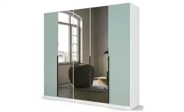 Drehtürenschrank Weiß, Salbeigrün 226 cm 5 Stück