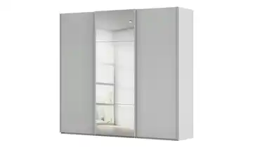 meinSchrank Schwebetürenschrank inklusive Zubehör Regina 242 cm mit Spiegel Seidengrau