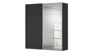 meinSchrank Schwebetürenschrank inklusive Zubehör Regina mit Spiegel 201 cm Schwarz
