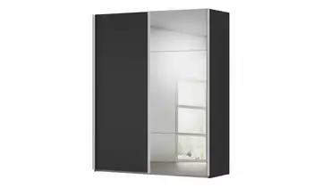 meinSchrank Schwebetürenschrank inklusive Zubehör Regina 181 cm mit Spiegel Schwarz