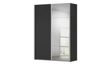 meinSchrank Schwebetürenschrank inklusive Zubehör Regina 161 cm mit Spiegel Schwarz