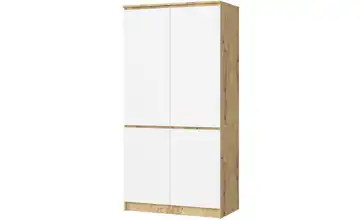 Drehtürenschrank 90 cm breit Valentina Eiche Artisan (Nachbildung), Weiß