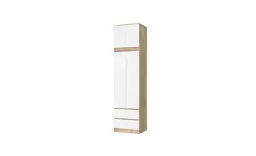Drehtürenschrank mit viel Stauraum Sara Eiche Sonoma (Nachbildung), Weiß