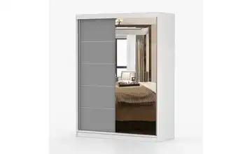 Schwebetürenschrank 2-türig, mit Einlegeböden Vista Weiß, Grau
