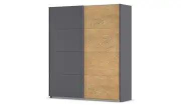Schwebetürenschrank 2 türig Malva Extra 181 cm Dunkelgrau, Eiche