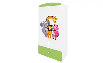 Kleiderschrank Zoo Grün, Weiß