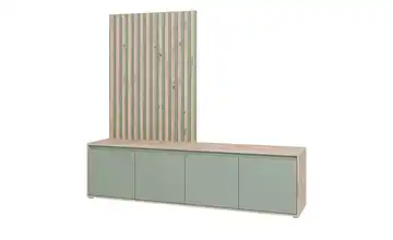 Wohnwand Arena Salbeigrün, Asteiche (Nachbildung)