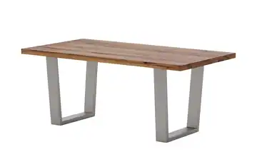 Woodford Massivholztisch Pantheon Eiche Bassano Kufen (trapezförmig) edelstahlfarben gerade Tischkante 170 cm