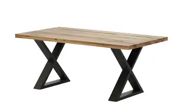 Woodford Massivholztisch mit Kufengestell Pantheon Kufen (X-förmig) Anthrazit gerade Tischkante Wildeiche 180 cm