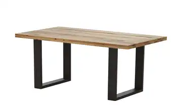 Woodford Massivholztisch mit Kufengestell Pantheon Kufen (U-förmig) Anthrazit gerade Tischkante Wildeiche 180 cm