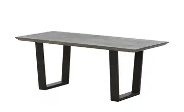Woodford Massivholztisch mit Kufengestell Pantheon Kufen (trapezförmig) Anthrazit Schweizer Tischkante Eiche Grau 190 cm