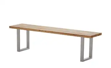 Woodford Massivholzbank Pantheon edelstahlfarben, gebürstet Kufen (U-förmig) Wildeiche 170 cm