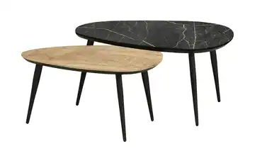 uno Couchtisch 2er-Set Dortmund Mango (Nachbildung), Marmoroptik, Schwarz