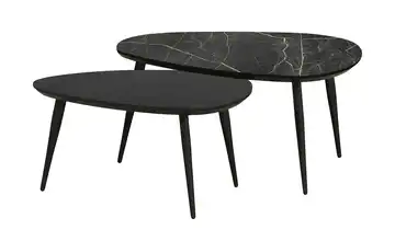 uno Couchtisch 2er-Set Dortmund Eiche (Nachbildung), Schwarz, Marmoroptik, Schwarz