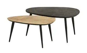 uno Couchtisch 2er Set Dortmund Mango (Nachbildung), Marmoroptik, Grau