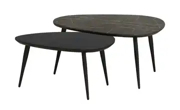 uno Couchtisch 2er Set Dortmund Eiche (Nachbildung), Schwarz, Marmoroptik, Grau