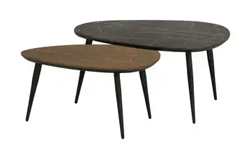 uno Couchtisch 2er Set Dortmund Eiche (Nachbildung), Haselnussbraun, Marmoroptik, Grau