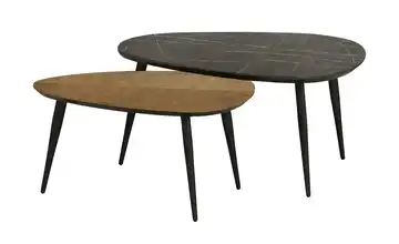 uno Couchtisch 2er Set Dortmund Teak (Nachbildung), Marmoroptik, Grau