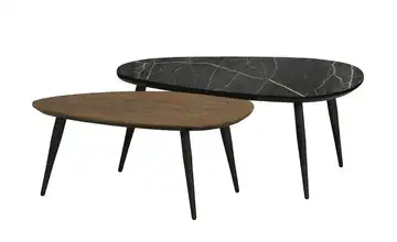 uno Couchtisch 2er Set XL Dortmund Eiche (Nachbildung), Haselnussbraun, Marmoroptik, Schwarz