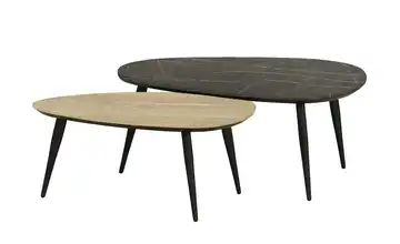 uno Couchtisch 2er Set XL Dortmund Eiche (Nachbildung), Hellbraun, Marmoroptik, Grau