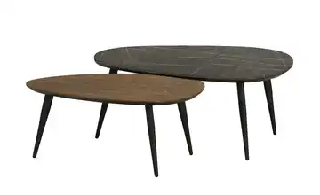 uno Couchtisch 2er Set XL Dortmund Eiche (Nachbildung), Haselnussbraun, Marmoroptik, Grau