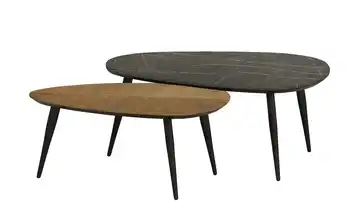 uno Couchtisch 2er Set XL Dortmund Teak (Nachbildung), Marmoroptik, Grau