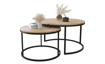 Selsey Couchtisch 2er Set Bello Eiche (Nachbildung), mehrfarbig, Schwarz