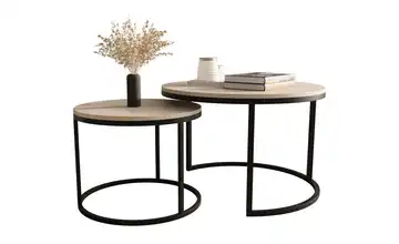 2er-Set runde Couchtische Taupe