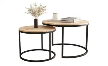 2er-Set runde Couchtische Eiche (Nachbildung)