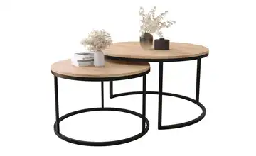 Selsey Couchtisch 2er Set Bello Eiche Sierra (Nachbildung), Schwarz