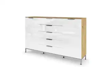 Highboard Eiche Artisan (Nachbildung) Eiche Artisan (Nachbildung) Front: Glas, Oberboden: Dekor 180 cm verchromt