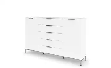 Highboard Weiß Weiß Front: Dekor, Oberboden: Dekor 180 cm verchromt