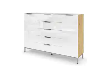 Highboard verchromt 160 cm Weiß, Eiche Artisan (Nachbildung)