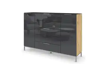 Highboard verchromt 160 cm Basaltgrau, Eiche Artisan (Nachbildung)