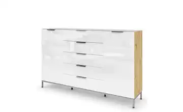 Highboard verchromt 180 cm Weiß, Eiche Artisan (Nachbildung)