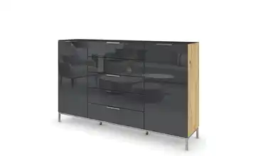 Highboard verchromt 180 cm Basaltgrau, Eiche Artisan (Nachbildung)