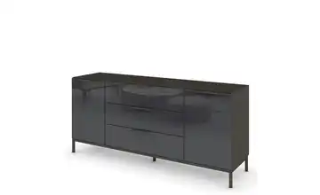 Sideboard Graphit Basaltgrau, Graphit Front: Glas, Oberboden: Glas Graphit