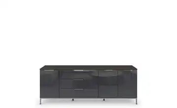 Sideboard Basaltgrau, Graphit Basaltgrau, Graphit Front: Glas, Oberboden: Dekor verchromt