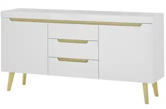 Sideboard 160 cm 2 Stück Weiß, Eiche (Nachbildung)